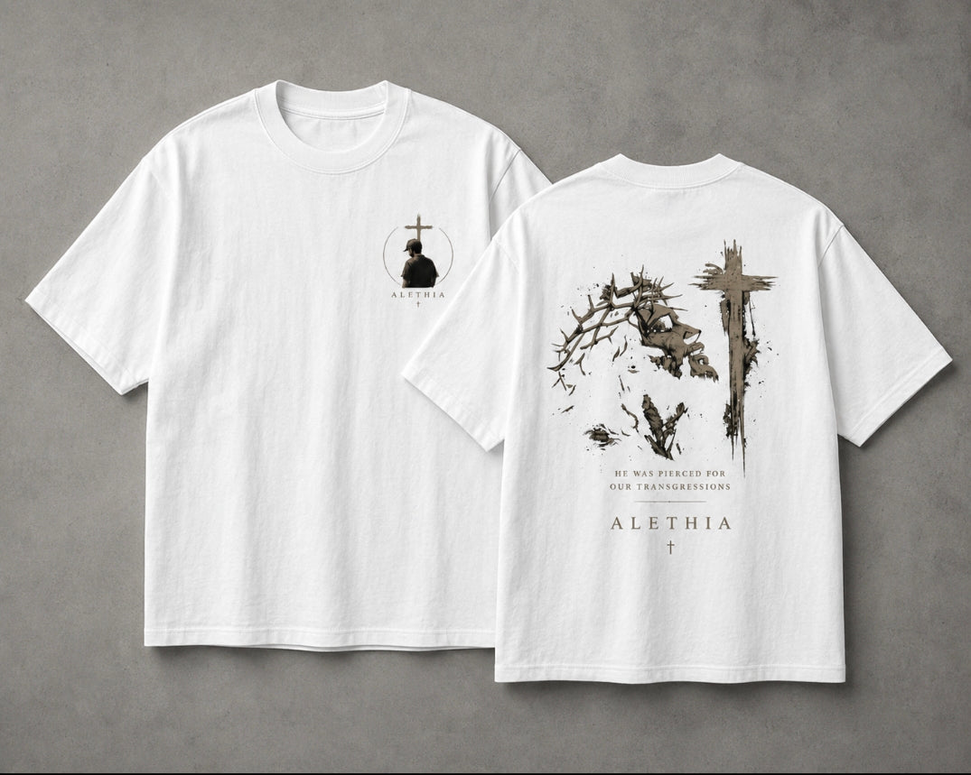 ALETHIA – "He Was Pierced For Our Transgressions" Slim Fit Tee