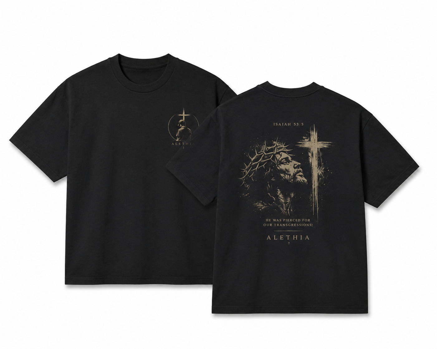 ALETHIA – "He Was Pierced For Our Transgressions" Slim Fit Tee